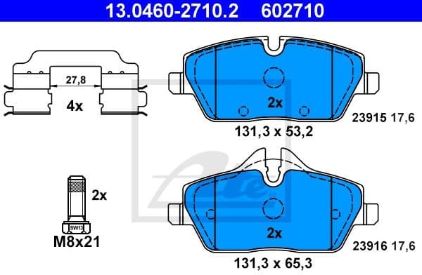 Brake Pad Set, disc brake 13.0460-2710.2