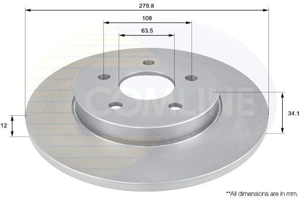 Brake disc, 1pcs REAR ADC1219 - image 2