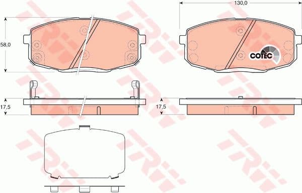 Brake Pad Set, disc brake COTEC GDB3450