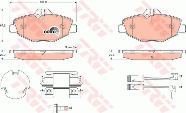 Brake pads front, Top Quality GDB1542