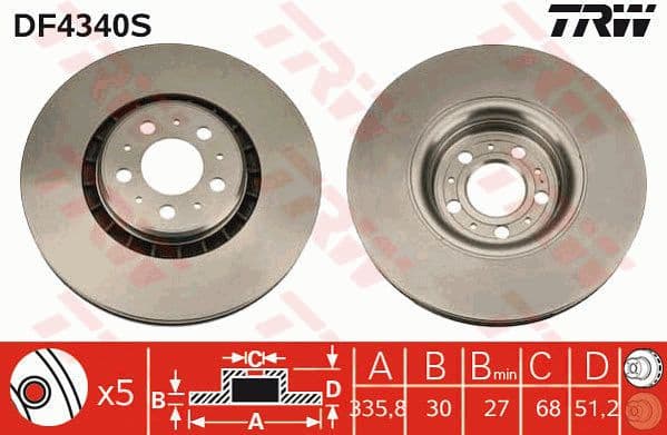 Brake Disc TRW SINGLE DF4340S