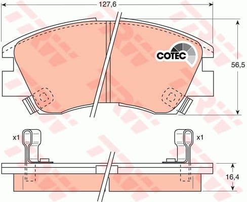 Brake Pad Set, disc brake COTEC GDB729