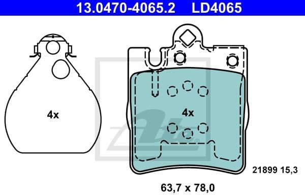 Brake Pad Set, disc brake ATE Ceramic 13.0470-4065.2