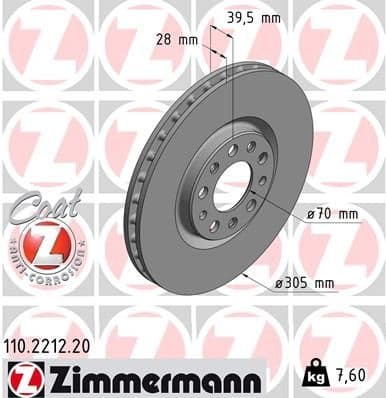 Brake Disc COAT Z 110.2212.20