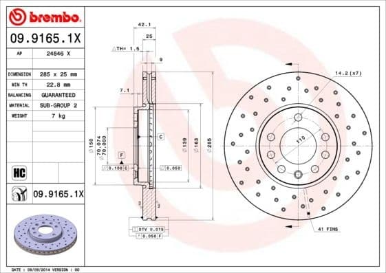 Brake Disc XTRA LINE - Xtra 09.9165.1X