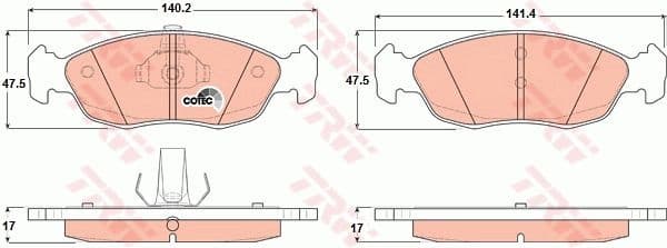 Brake Pad Set, disc brake COTEC GDB1322