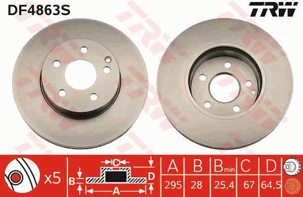 Brake disc, 1pcs FRONT, Top Quality DF4863S