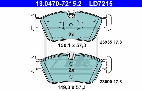 Brake Pad Set, disc brake ATE Ceramic 13.0470-7215.2