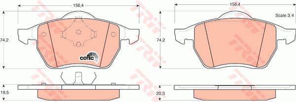 Brake Pad Set, disc brake COTEC GDB1204