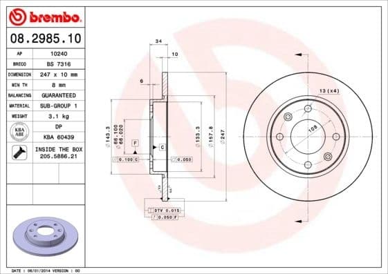 Brake Disc PRIME LINE 08.2985.10