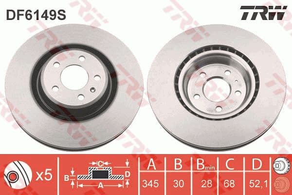 Brake disc, 1pcs FRONT, Top Quality DF6149S