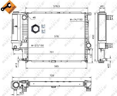 Radiator, engine cooling EASY FIT 53852