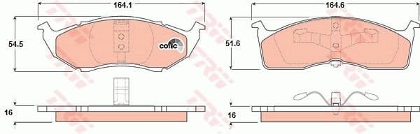 Brake Pad Set, disc brake COTEC GDB1236