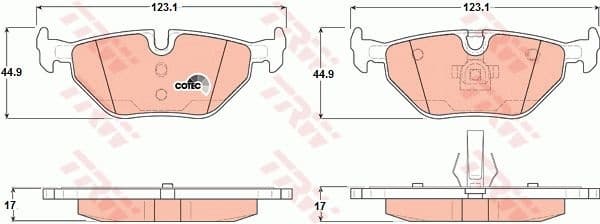 Brake pads rear, Top Quality GDB1344