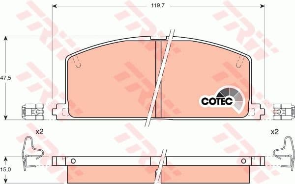 Brake Pad Set, disc brake COTEC GDB323