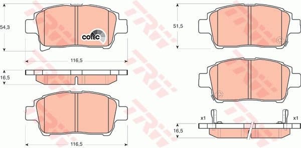 Brake Pad Set, disc brake COTEC GDB3317