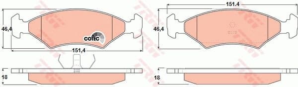 Brake Pad Set, disc brake COTEC GDB255