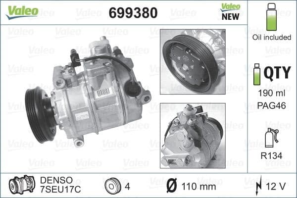 Compressor, air conditioning VALEO CORE-FLEX 699380