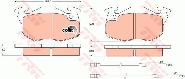 Brake Pad Set, disc brake COTEC GDB1033