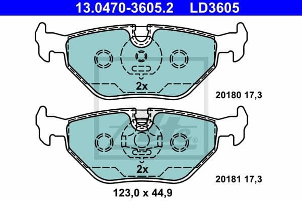 Brake Pad Set, disc brake ATE Ceramic 13.0470-3605.2 - image 2