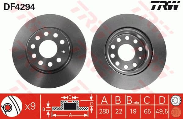 Brake discs kit front (2pcs), Top Quality DF4294 - image 3