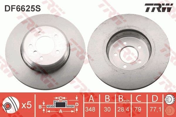 Brake Disc TRW SINGLE DF6625S
