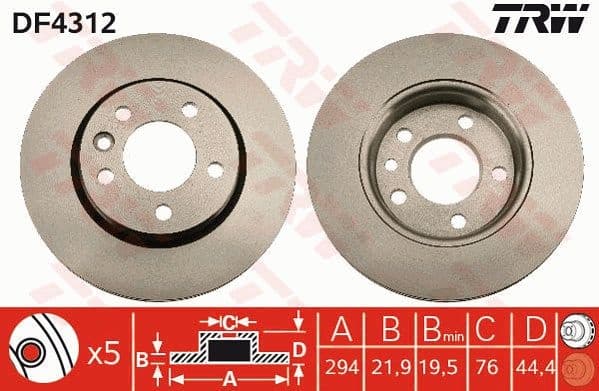 Brake discs kit rear, (2pcs), Top Quality DF4312 - image 4