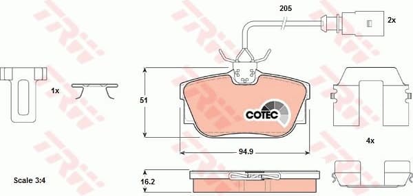 Brake Pad Set, disc brake COTEC GDB1326