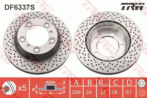 Brake Disc TRW SINGLE DF6337S