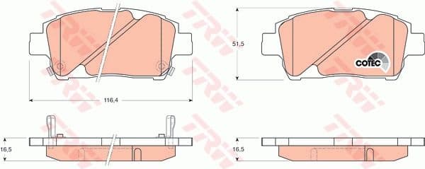 Brake Pad Set, disc brake COTEC GDB3242