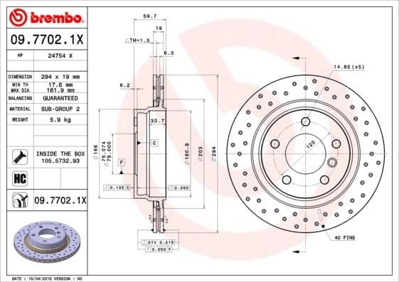 Brake Disc XTRA LINE - Xtra 09.7702.1X