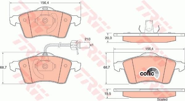 Brake Pad Set, disc brake COTEC GDB1391