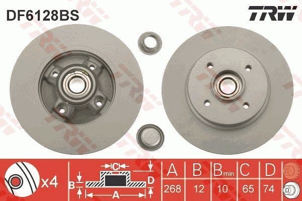 Brake Disc TRW SINGLE DF6128BS