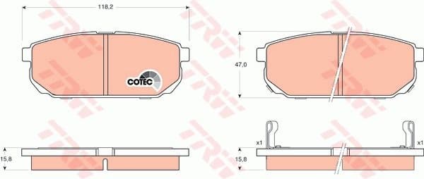 Brake pads rear, Top Quality GDB3344