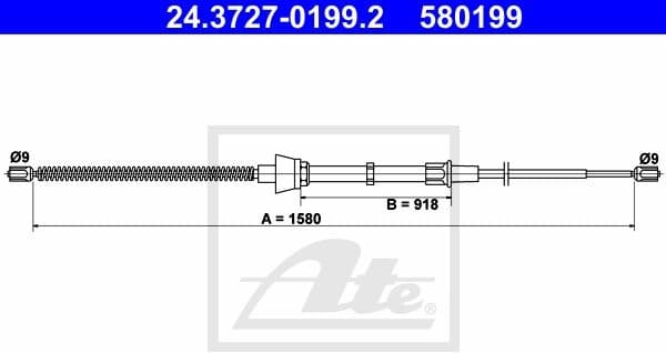 Cable Pull, parking brake 24.3727-0199.2