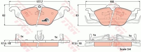 Brake Pad Set, disc brake COTEC GDB1351