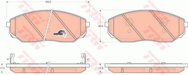 Brake Pad Set, disc brake COTEC GDB3343