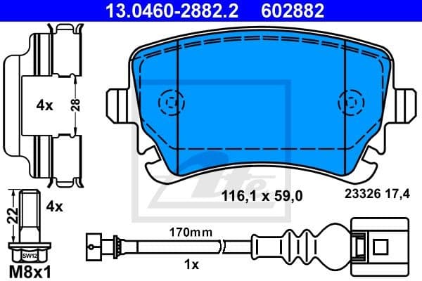 Brake Pad Set, disc brake 13.0460-2882.2