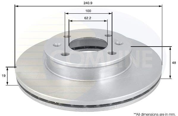 Brake disc, 1pcs FRONT ADC1039V