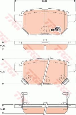 Brake Pad Set, disc brake COTEC GDB3454