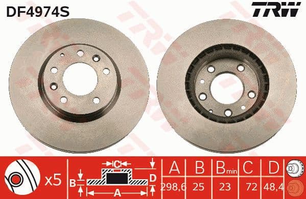 Brake Disc TRW SINGLE DF4974S