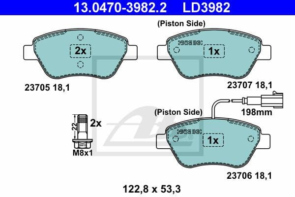 Brake Pad Set, disc brake ATE Ceramic 13.0470-3982.2 - image 2