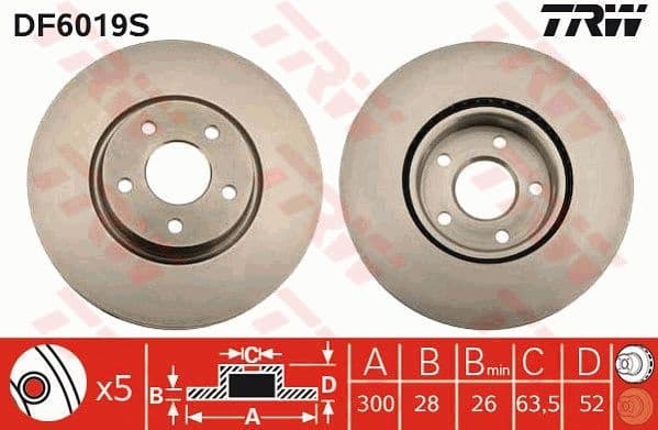Brake Disc TRW SINGLE DF6019S - image 4
