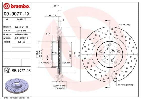 Brake Disc XTRA LINE - Xtra 09.9077.1X