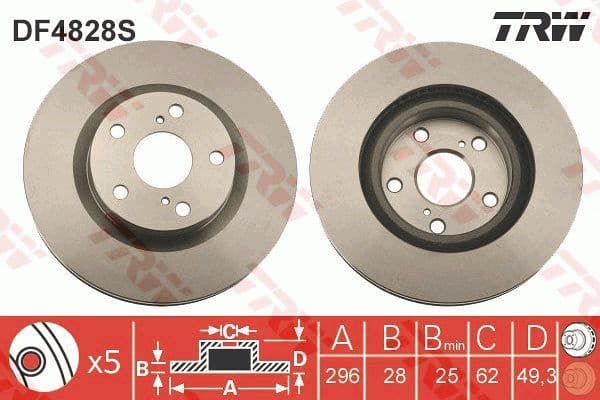 Brake disc, 1pcs FRONT, Top Quality DF4828S - image 4