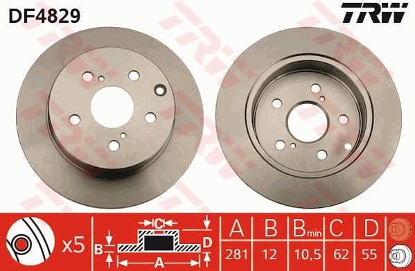 Brake discs kit rear, (2pcs), Top Quality DF4829