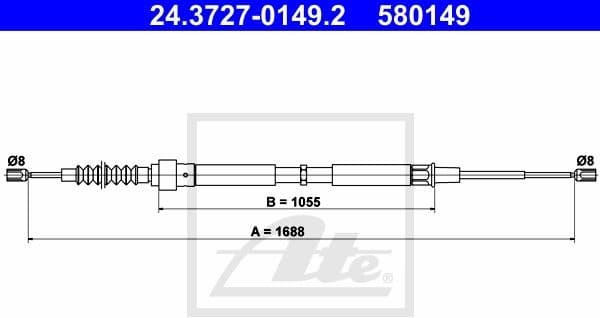 Cable Pull, parking brake 24.3727-0149.2