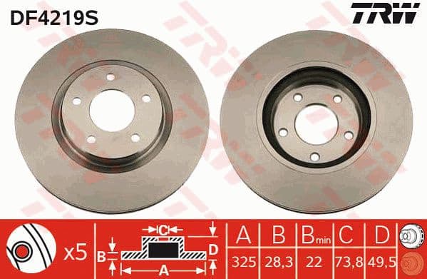 Brake Disc TRW SINGLE DF4219S