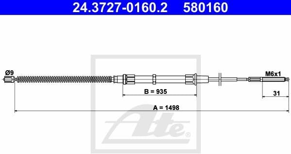 Cable Pull, parking brake 24.3727-0160.2