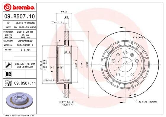 Brake Disc PRIME LINE - UV Coated 09.B507.11